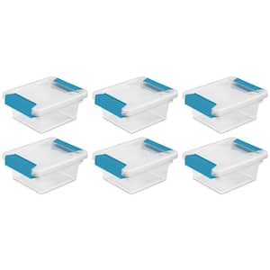 0.3 Qt. Storage Box Mini Clip with Blue Aquarium Latches in Clear (6-Pack)