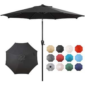 9 ft. Round 8-Rib Steel Market Patio Umbrella in Black
