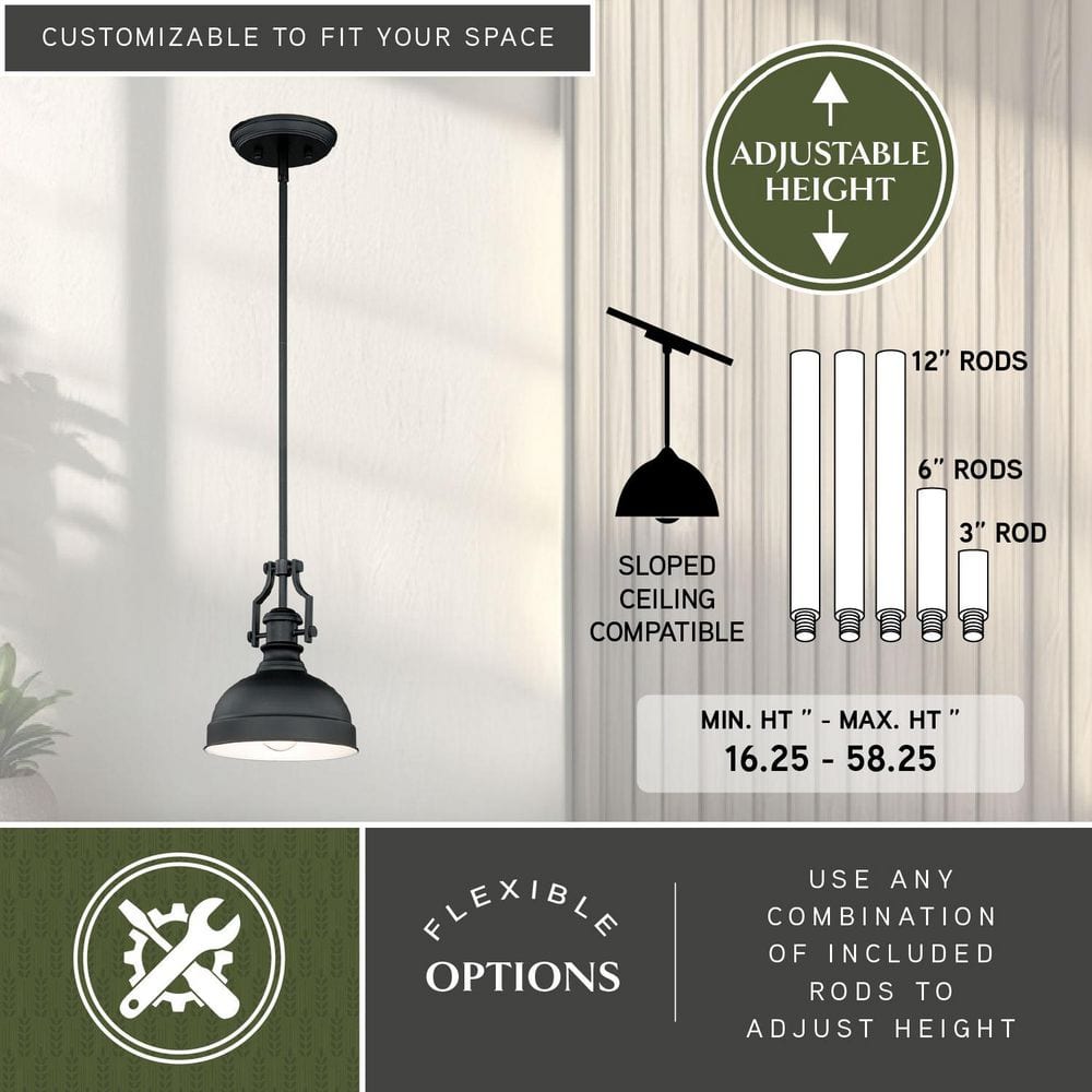 Mini Farmhouse Incandescent Glass Pendant in Oil Rubbed Bronze
