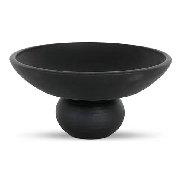 Caelis Black Round Terracotta 13 in. Decorative Bowl