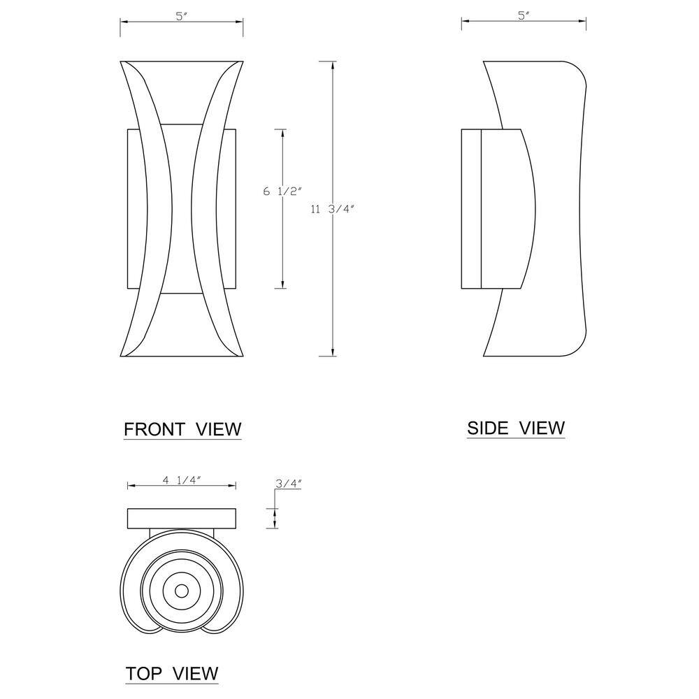 Contemporary Hourglass LED Outdoor Wall Sconce in Black and White