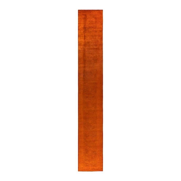 Overdyed Orange 3 ft. x 19 ft. Solid Wool Indoor Runner Rug