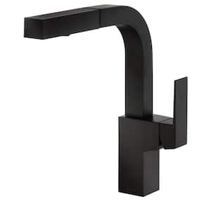 Mid-Town Single-Handle Pull-Out Sprayer Kitchen Faucet with Snapback Retraction in Satin Black