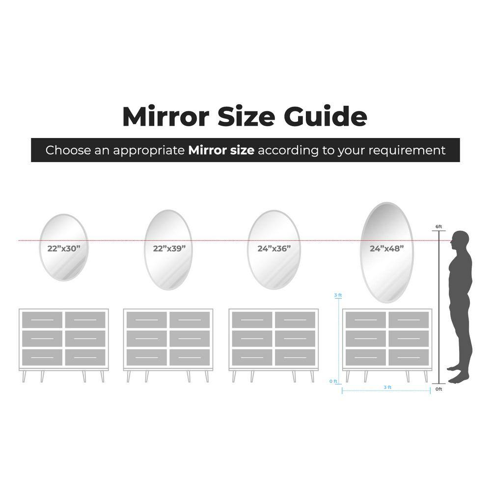 24x48 Frameless Oval Beveled Wall Mirror