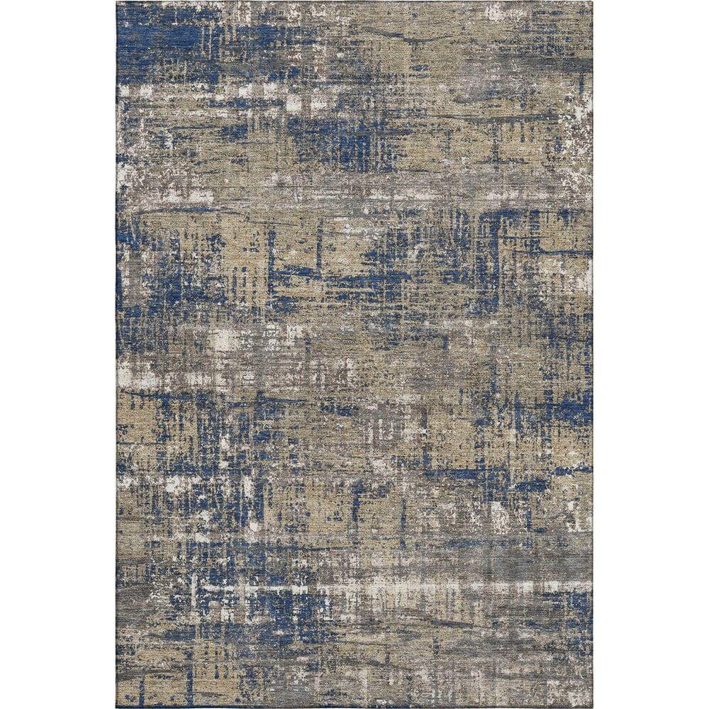 Mayfield Premium Machine Washable Abstract AMF1969 Navy 3 ft. x 5 ft. Area Rug price history on PriceWatchPro