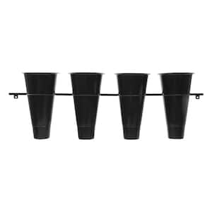 8.2 in. x 14.2 in. Black Plastic 4 Pots Wall-mounted Flower Stand Flower Display Stand