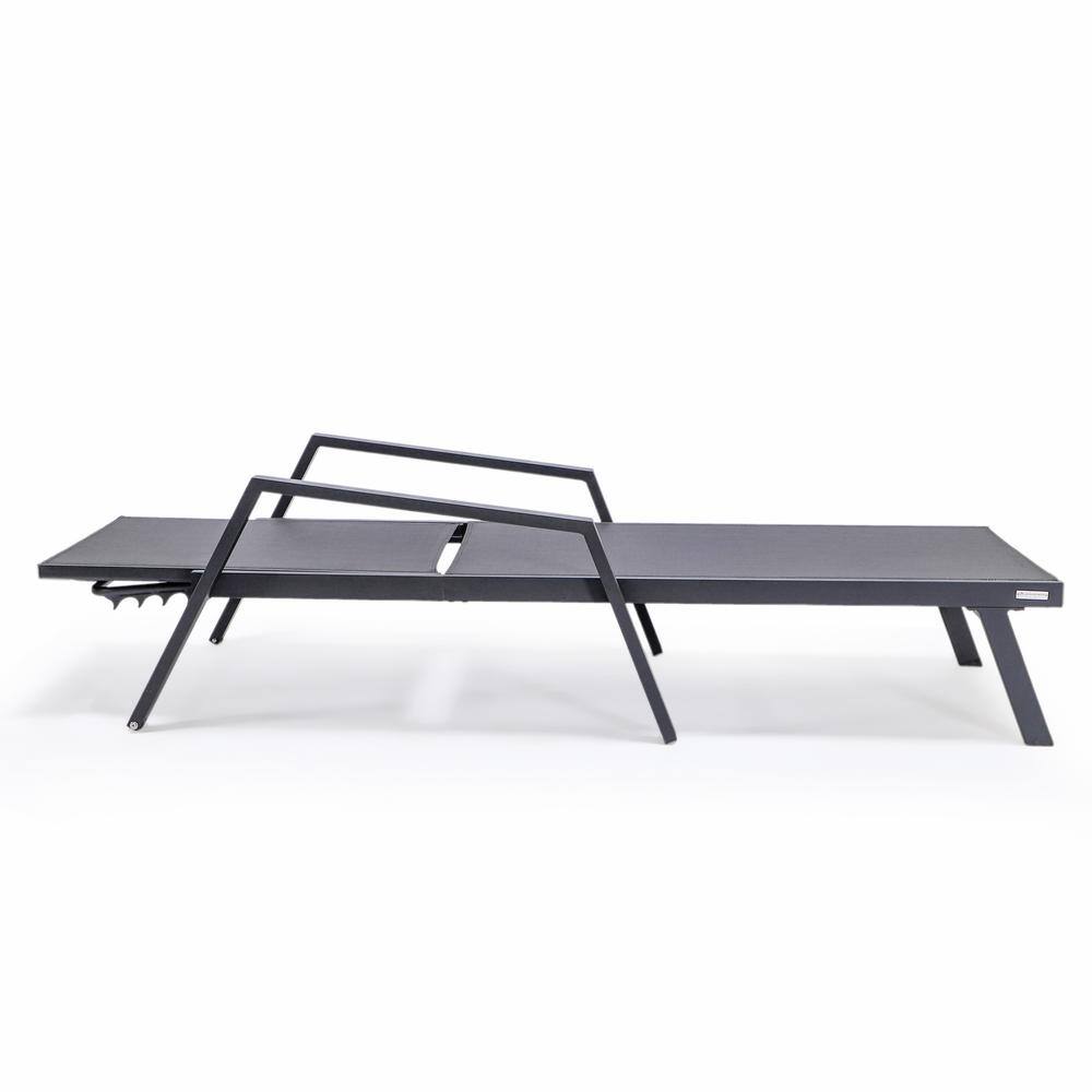 Black Aluminum Adjustable Patio Sling Chaise Lounge Chair