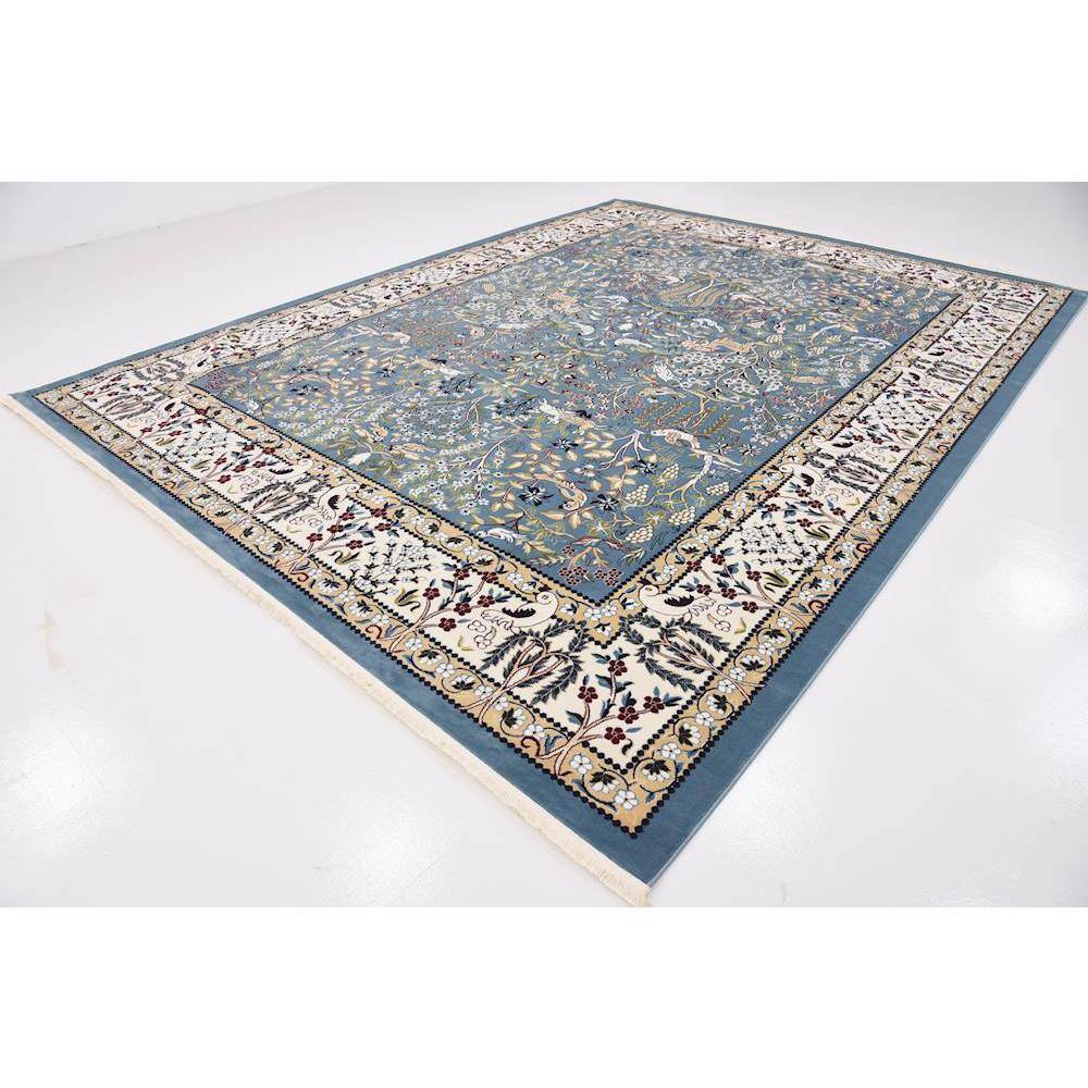 Narenj Blue and Beige Floral Synthetic 10' x 13' Area Rug
