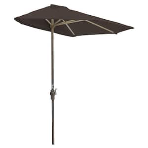Off-The-Wall Brella 7.5 ft. Patio Half Umbrella in Chocolate Olefin