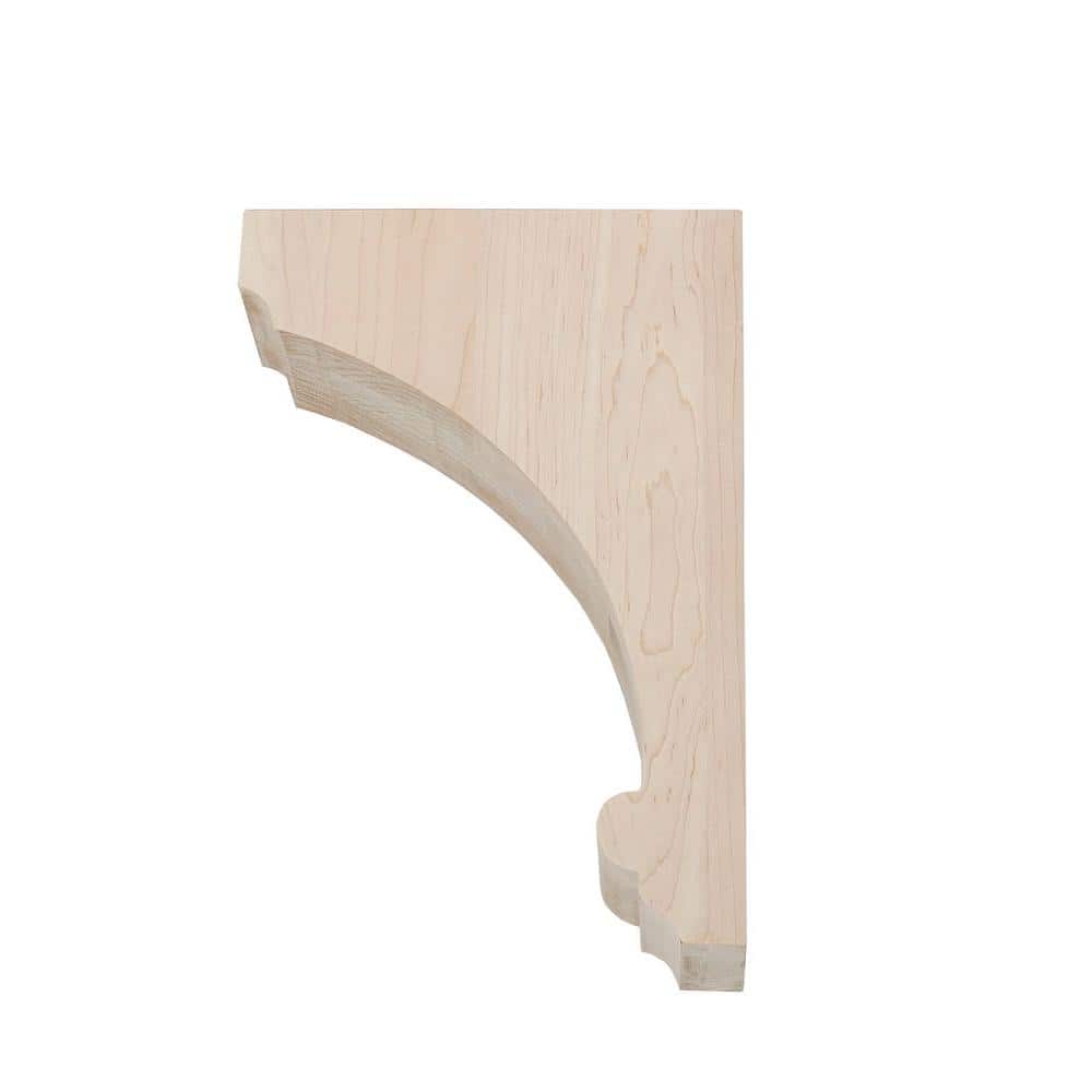 12" Unfinished Hard Maple Traditional Wood Corbel