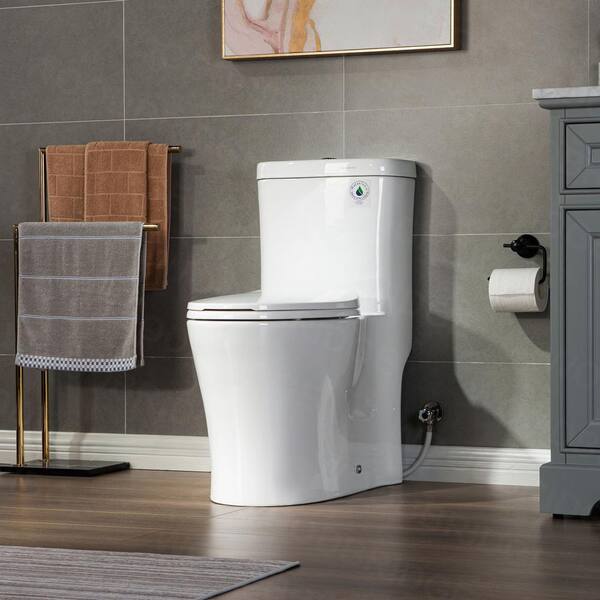 WOODBRIDGE Classic 1-Piece 1.0/1.6 GPF High Efficiency Dual Flush Elongated All-in-One Toilet with Soft Closed Seat in White
