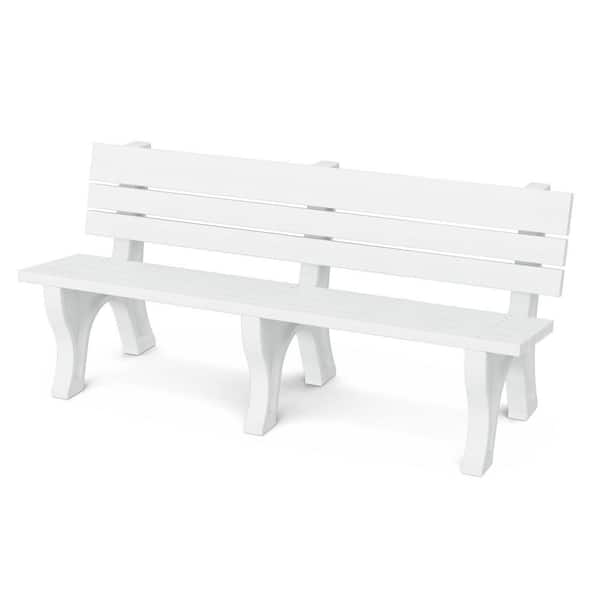 Wildridge Heritage 6 ft. White HDPE Plastic Outdoor Park Bench
