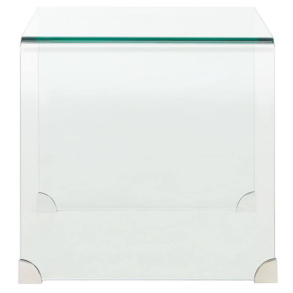 Clear Tempered Glass Minimalist Rectangular Accent Table