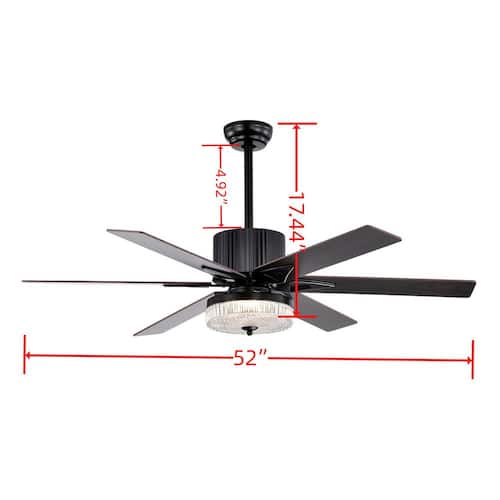 52 in. Indoor Black Standard Ceiling Fan with Remote Ceiling Fans With Lights