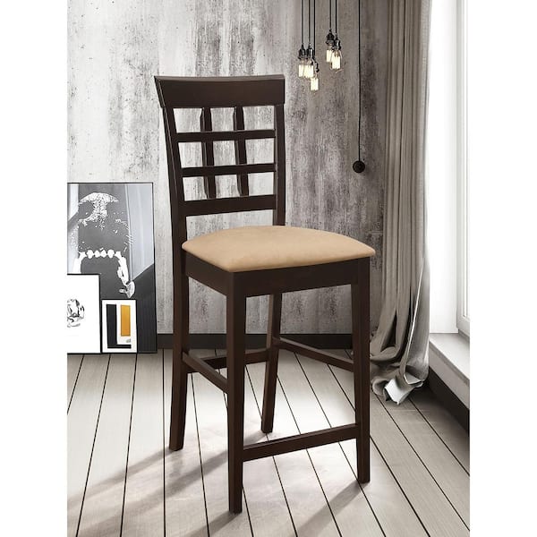 Gabriel 24 in. Cappuccino and Tan Wheat Back Bar Stools with Fabric Seat (Set of 2)