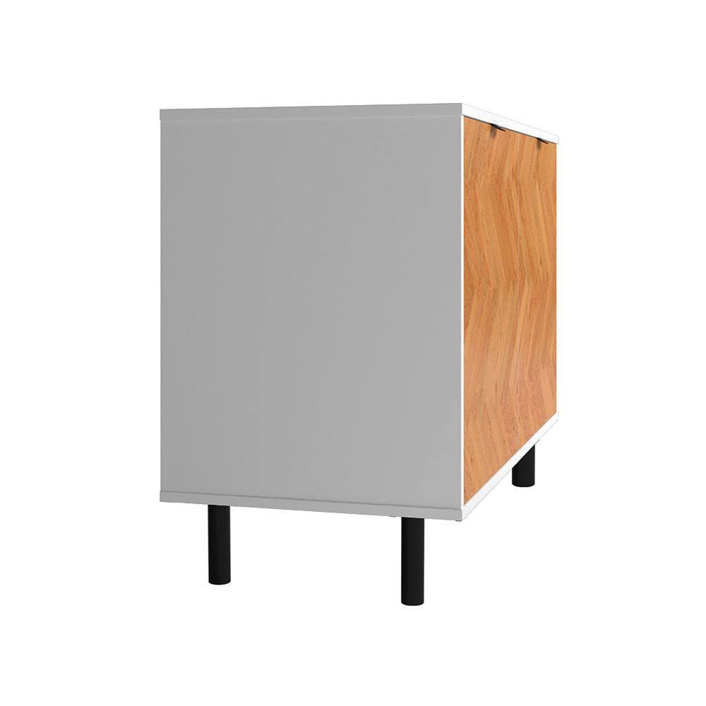Liam White and Wood Mid-Century Modern Accent Cabinet
