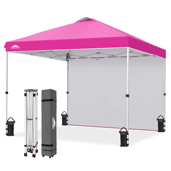 10 ft. x 10 ft. Commercial Pop up Canopy Tent with One Sidewall and 4-Sand Bags