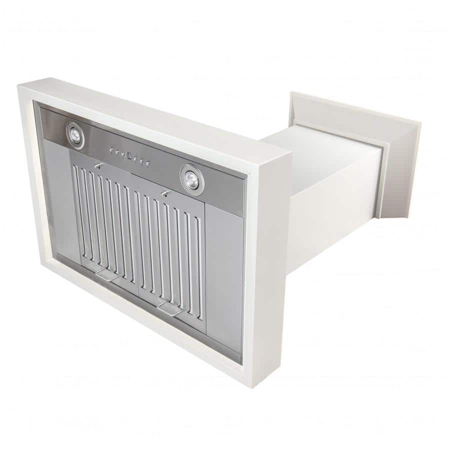 30" Cottage White Pine and Stainless Steel Wall Mount Range Hood