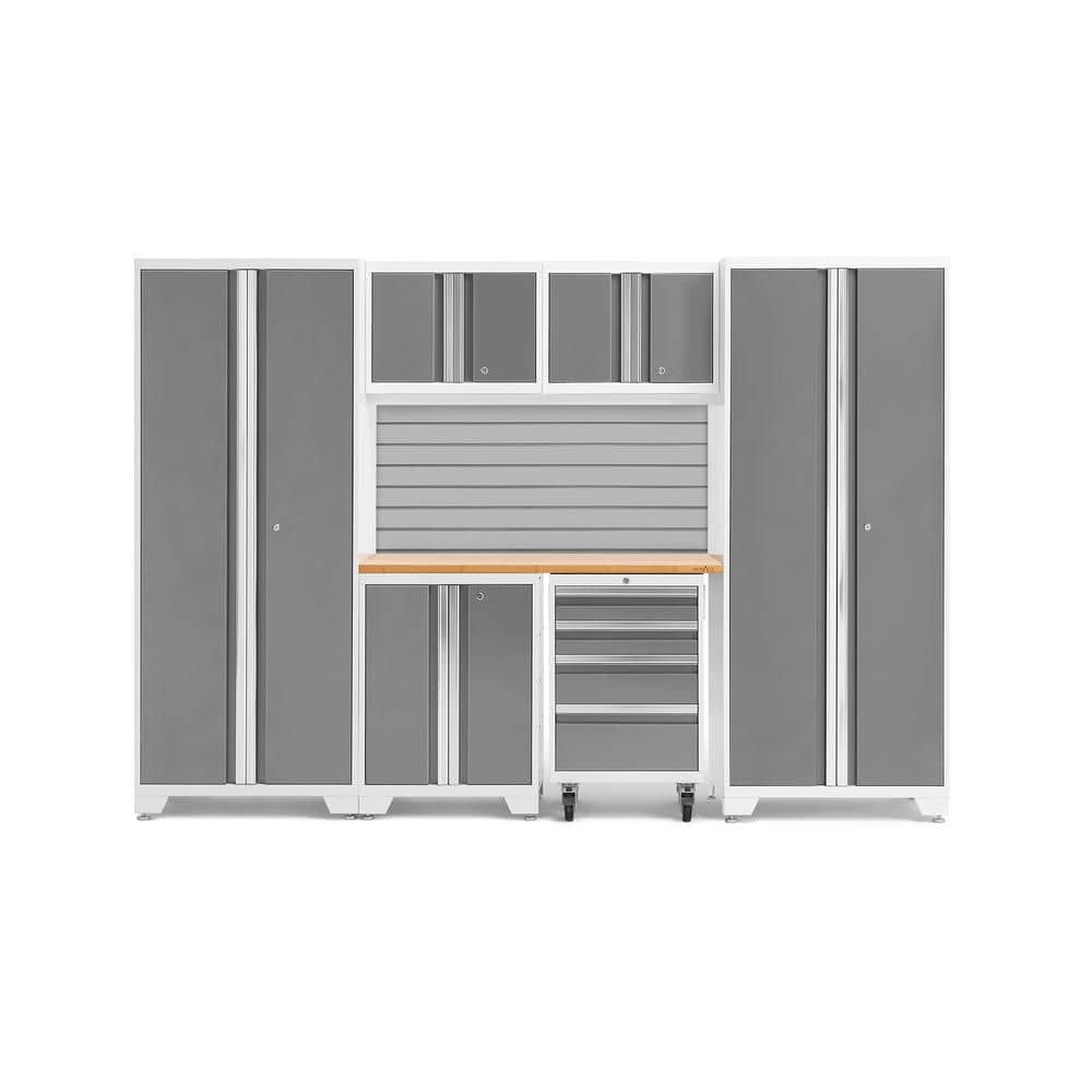 Bold Series 7-Piece 24-Gauge Steel Garage Storage System in Platinum Silver (108 in. W x 77 in. H x 18 in. D) -  NewAge Products, 54876