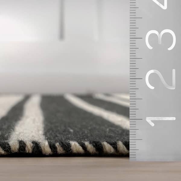 *DISCONTINUED* Bowery Striped Wool Charcoal 9 ft. x 12 ft. Indoor Area Rug
