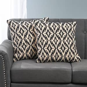 Allport Black and White Geometric Zipper 18 in. x 18 in. Throw Pillow Cover (Set of 2)
