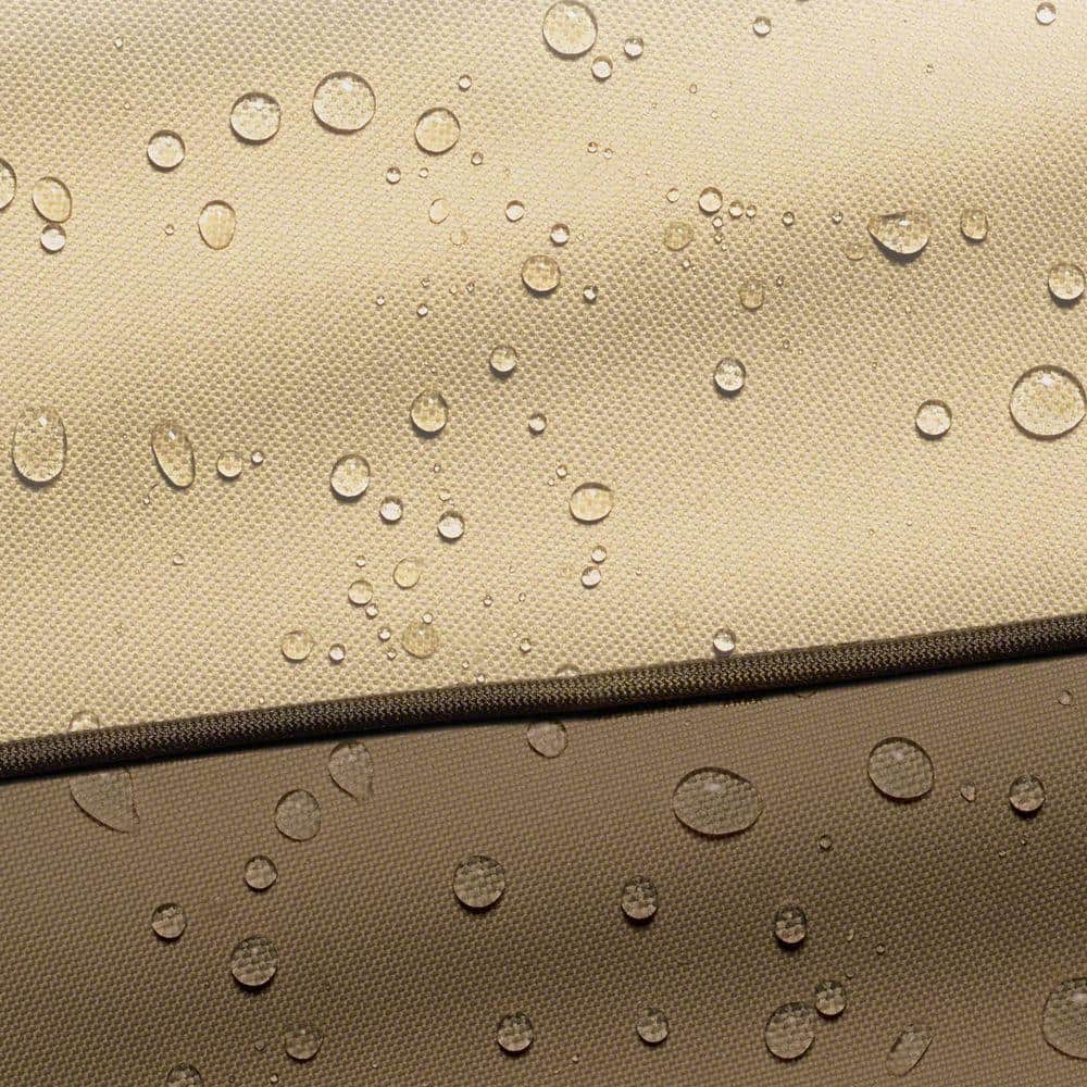 Tan and Brown Water-Resistant Square Patio Set Cover with Umbrella Hole