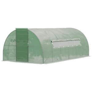 Large 10 ft. W x 19 ft. D x 7 ft. H Galvanised Steel Green Walk-in Tunnel Greenhouse