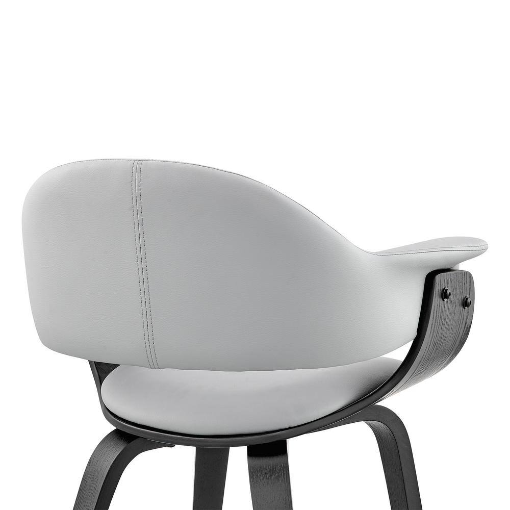Contemporary Gray Faux Leather Arm Chair with Black Wood Frame