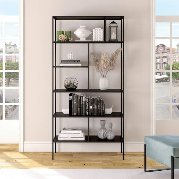 Winthrop 72 in. Blackened Bronze 6-Shelf Bookcase