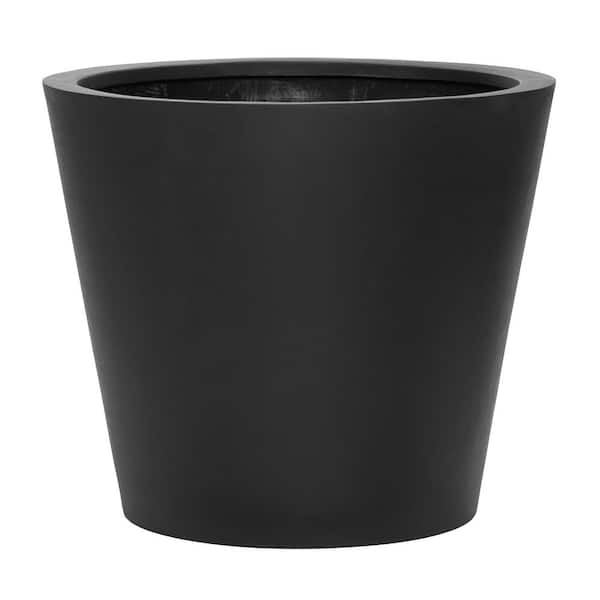 Bucket Medium 20 in. Tall Black Fiberstone Indoor Outdoor Modern Round Planter Pot