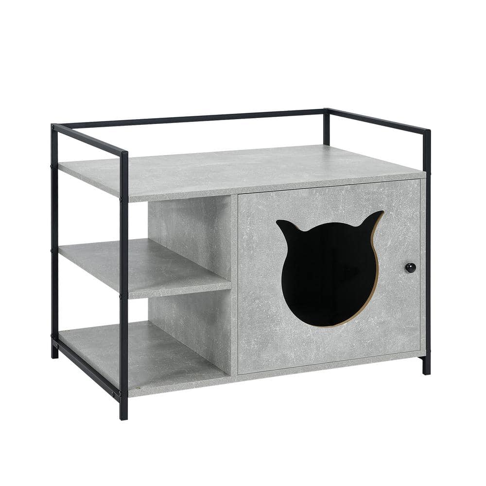 30.5 in. x 21 in. Gray Steel Enclosure Hidden Litter Furniture Cabinet with