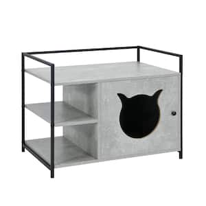30.5 in. x 21 in. Gray Steel Enclosure Hidden Litter Furniture Cabinet with Storage Shelf (2-Tier)