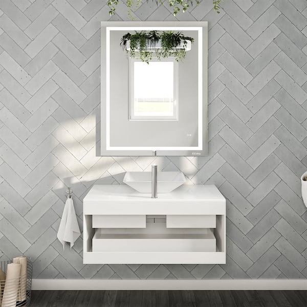 Totti Wave 36 in. W x 21 in. D x 22 in. H Bathroom Vanity in Espresso with White Glassos Top with White Sink