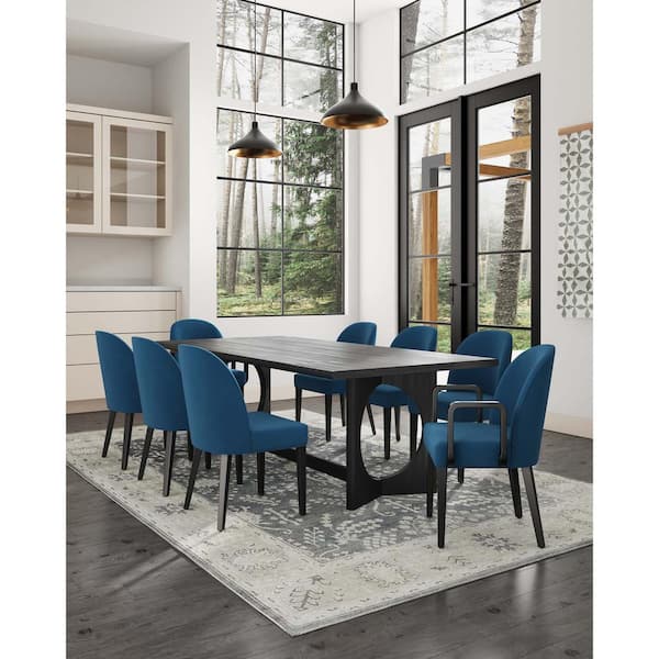 Hillman Modern Blue Velvet Upholstered Dining Chairs (Set of 8)