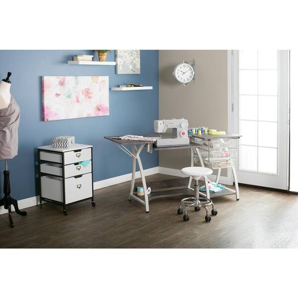 Sew Ready Pro Stitch Sewing Machine Table in White / Cement