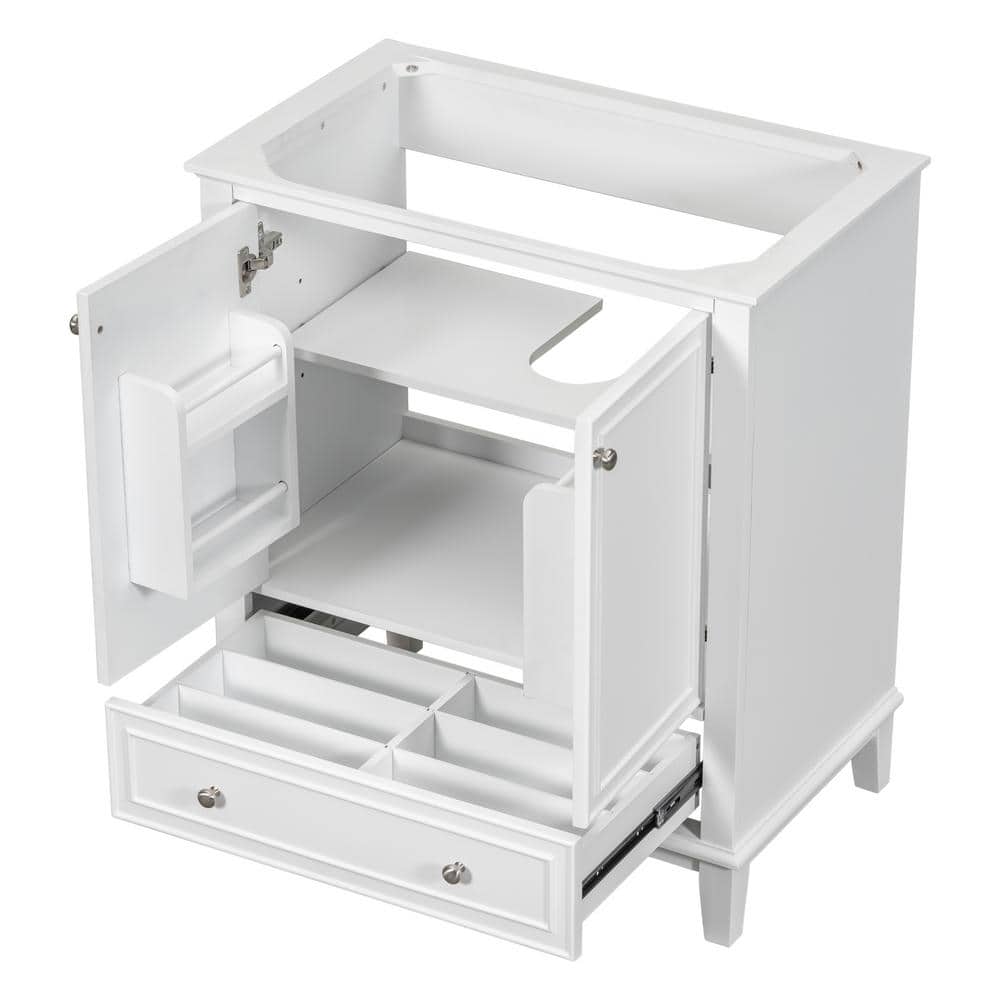 White Solid Wood Freestanding Bathroom Vanity Cabinet with Drawer