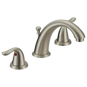 Impression Collection 8 in. Widespread 2-Handle Contemporary Flair Bathroom Faucet in Brushed Nickel with Brass Pop-Up