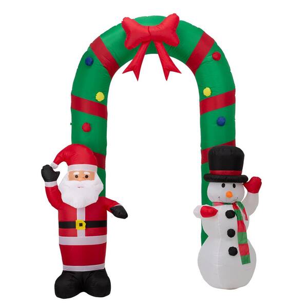 Glitzhome 8 ft. Inflatable Santa Snowman Gate Arch