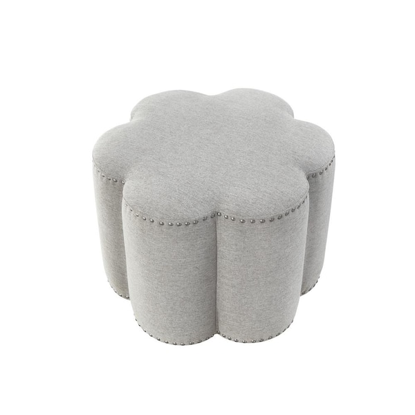Rustic Manor Bronx Grey Ottoman Upholstered Linen 24.5 L x 24.5 W x 18.5 H