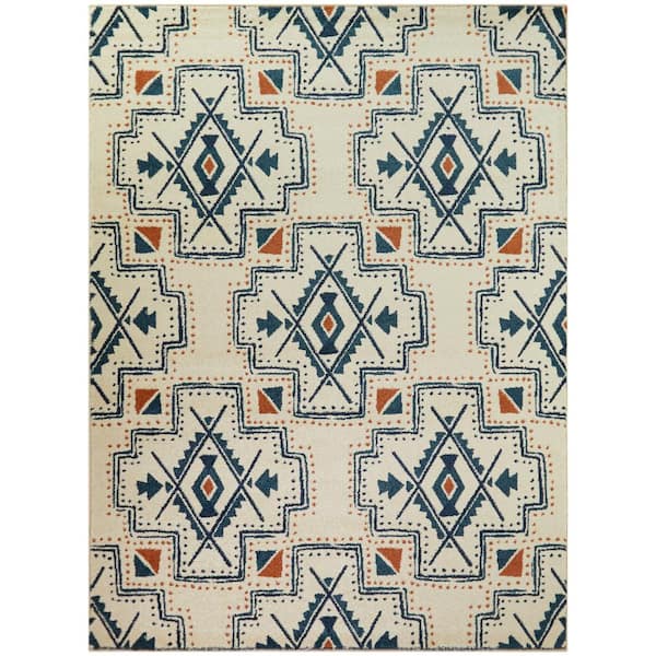 BALTA Ekene Cream 8 ft. x 10 ft. Southwestern Diamond Area Rug
