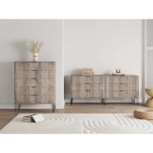 DUMBO Rustic Grey 2-Piece Modern 5-Drawer 35.19 in. Dresser and 6-Drawer 69.68 in. Double Dresser Set