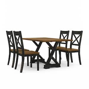 Beardsley 5-Piece Wood Top Antique Oak and Antique Black Dining Table Set