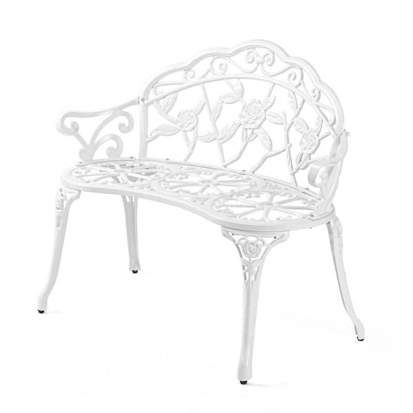 Karl home 38.5 in. White Aluminum Outdoor Bench