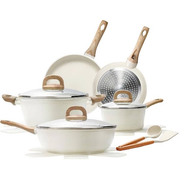 14 Pcs Granite Nonstick Cookware Set Induction Compatible Stainless Bottom Ultra Non-Stick Cooking Set