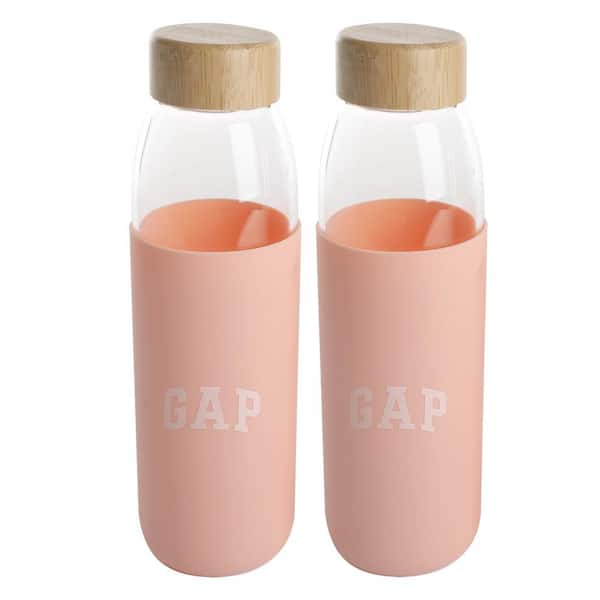Gibson Gap Home 2-Piece 17 oz. Glass Hydration Bottle Set with Silicone Sleeve in Melon