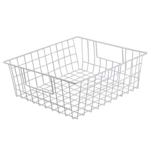 Vinyl Coated 15 in. x 5 in. White Pull-Out Steel Basket