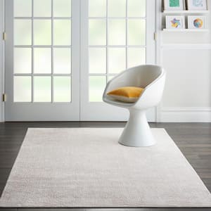 Silky Textures Ivory/Grey 4 ft. x 6 ft. Abstract Contemporary Area Rug