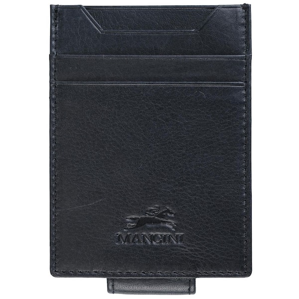 MANCINI Bellagio Collection Black Leather Magnetic RFID Money Clip