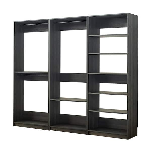 Klair Living Prosper 94.5 in. W Gray Tower System Freestanding-Shelf Walk-in Wood Closet System