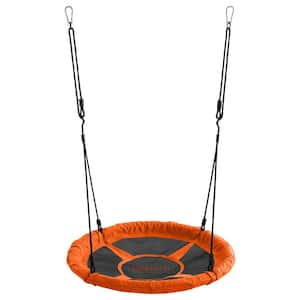 Machrus Swingan  37.5 in. Super Fun Nest Swing With Adjustable Ropes  Solid Fabric Seat Design  Orange
